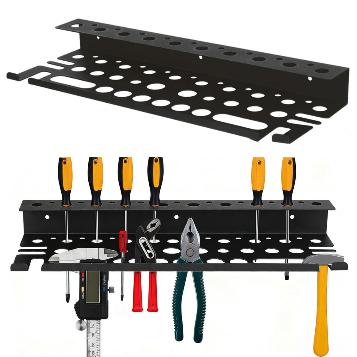 Metal Screwdriver Organizer, 15.75inch Utility Wall Mount Tool Organizer for Screwdrivers Pliers Holder with 35 Holes, Hand Tool