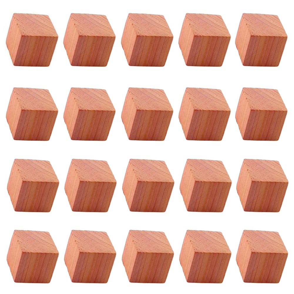 20 Pieces Cedar Blocks Square Cedar Planks Chips Wooden Cedars Cube Space Storage Accessories for Clothes Storage