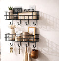 KOYOTE Wall Shelf Without Drilling and Bathroom Organizer Black Wall Shelves for Kitchen (Pack of 2)