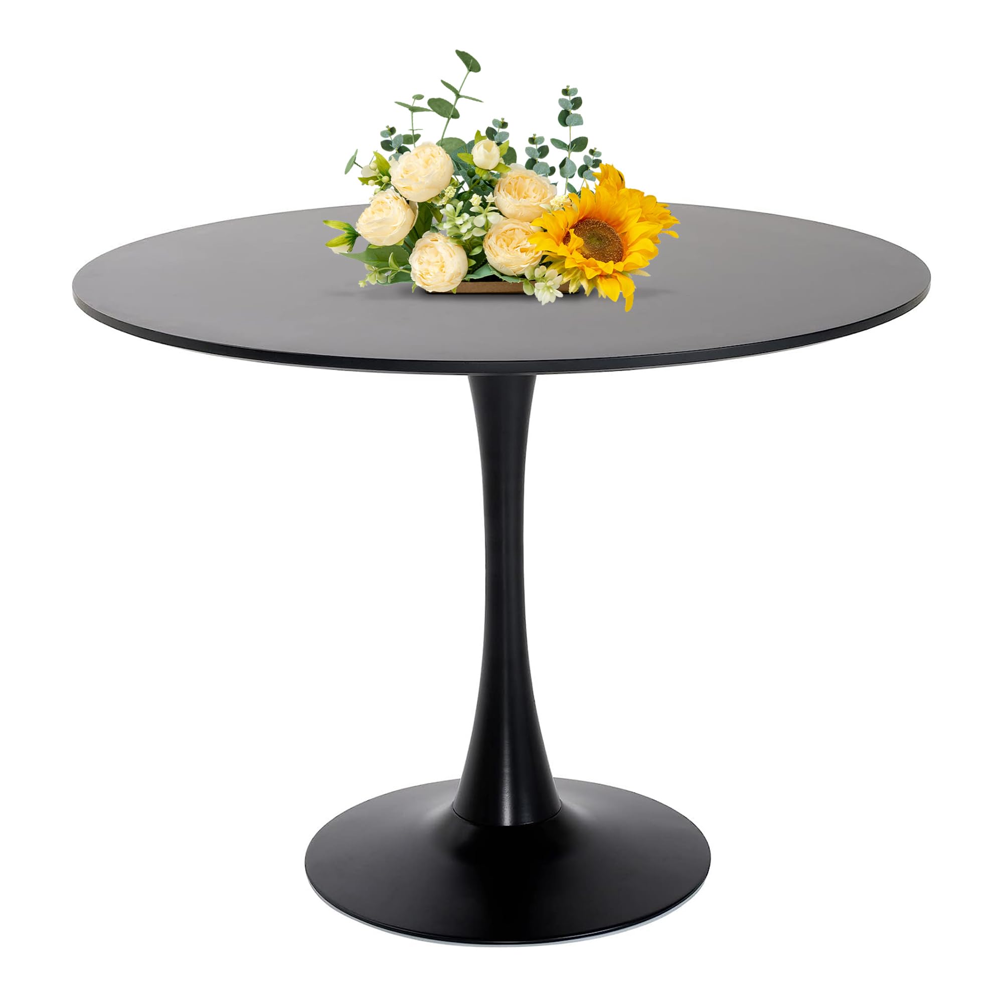 42 Inch Round Dining Table,Mid-Century Tulip Table with Metal Pedestal Base,Modern Leisure Table for Small Space Kitchen Dining 
