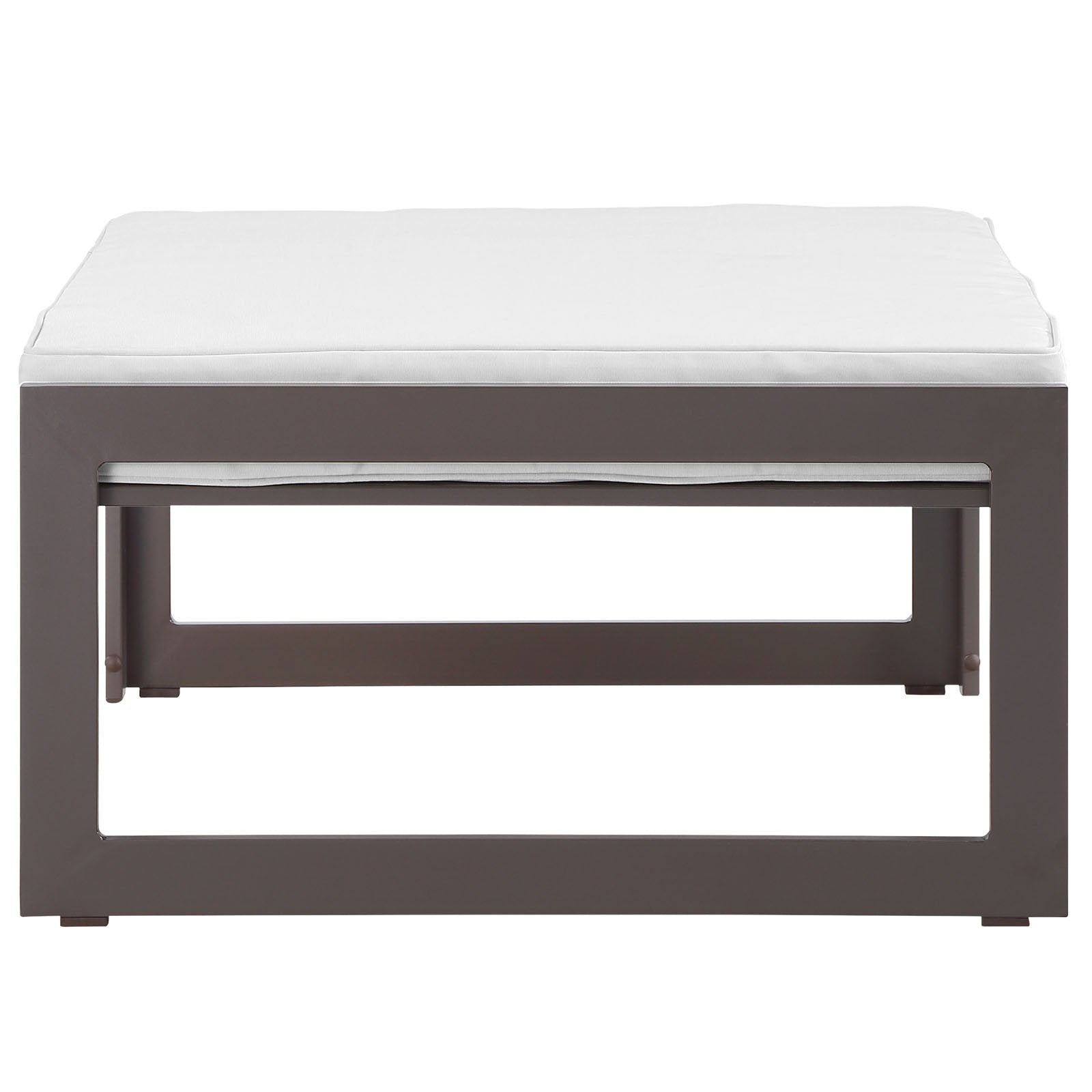 Modway Fortuna Aluminum Outdoor Patio Ottoman In Brown White