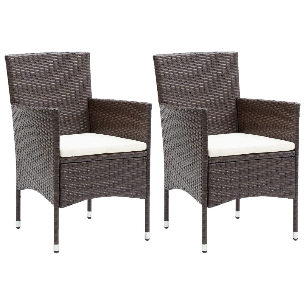 vidaXL Patio Dining Set 3 Piece Outdoor Garden Terrace Yard Patio Table and Chair Seating Seat Sitting Chair Dining Set Furniture Brown