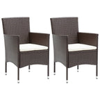 vidaXL Patio Dining Set 3 Piece Outdoor Garden Terrace Yard Patio Table and Chair Seating Seat Sitting Chair Dining Set Furniture Brown