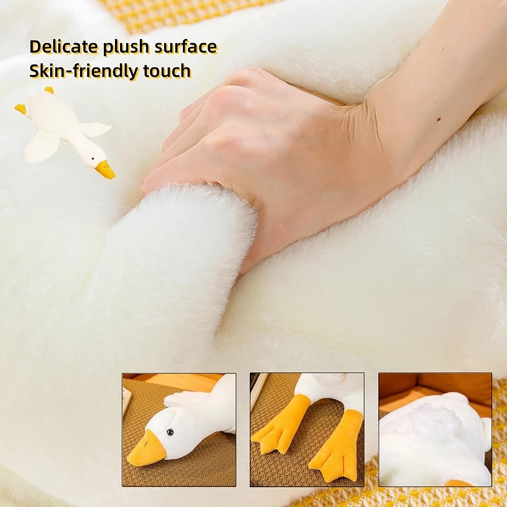 Bxebui Giant White Goose Plush-75 Inch, Very Huge Body Fat Goose Stuffed Animal, 6 Foot Duck Plush Toys Hugging Pillow Gifts For