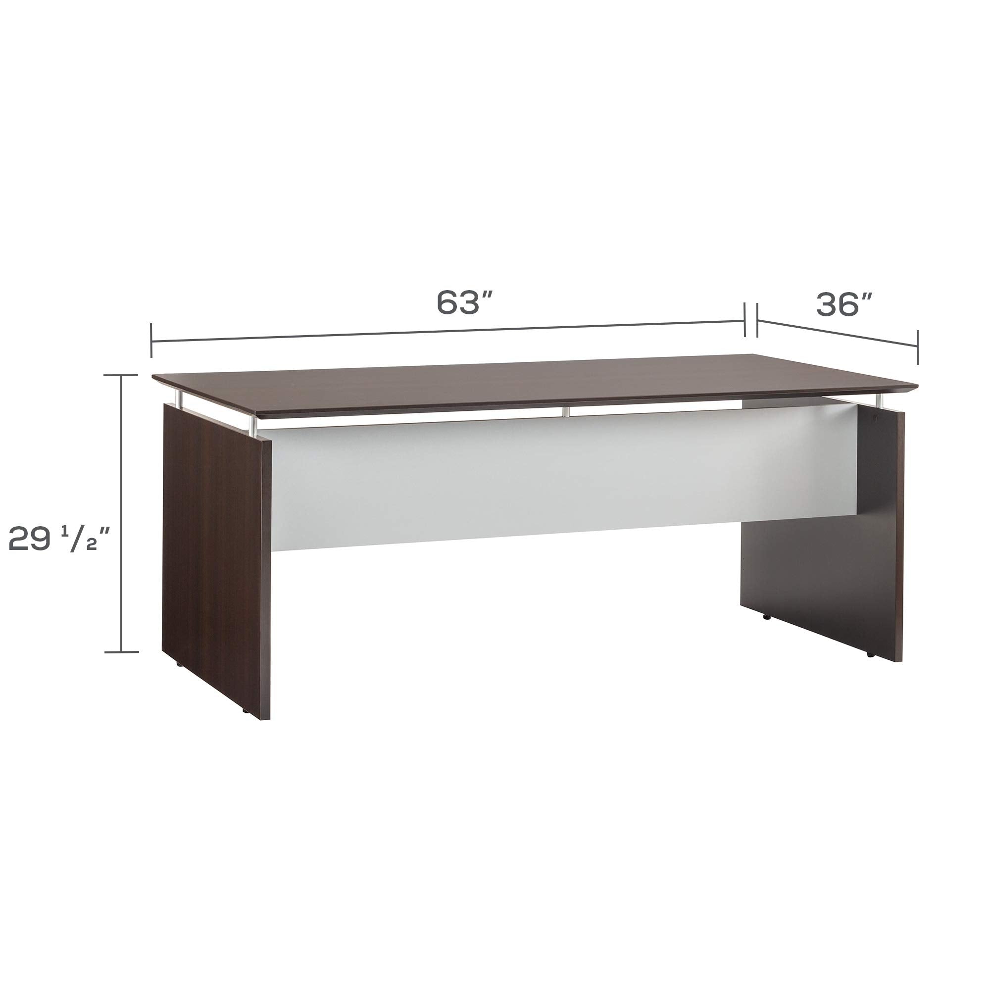 Mayline MNDS63LDC Medina Straight Edge Desk, 63"W, Mocha Laminate