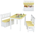 Costzon 2 In 1 Kids Table And Chair Set, Wood Activity Table With Toy Storage Bench & 2 Chairs For Children Reading, Arts, Crafts, Snack Time, Homework, Playroom, Toddler Table And Chairs (Natural)