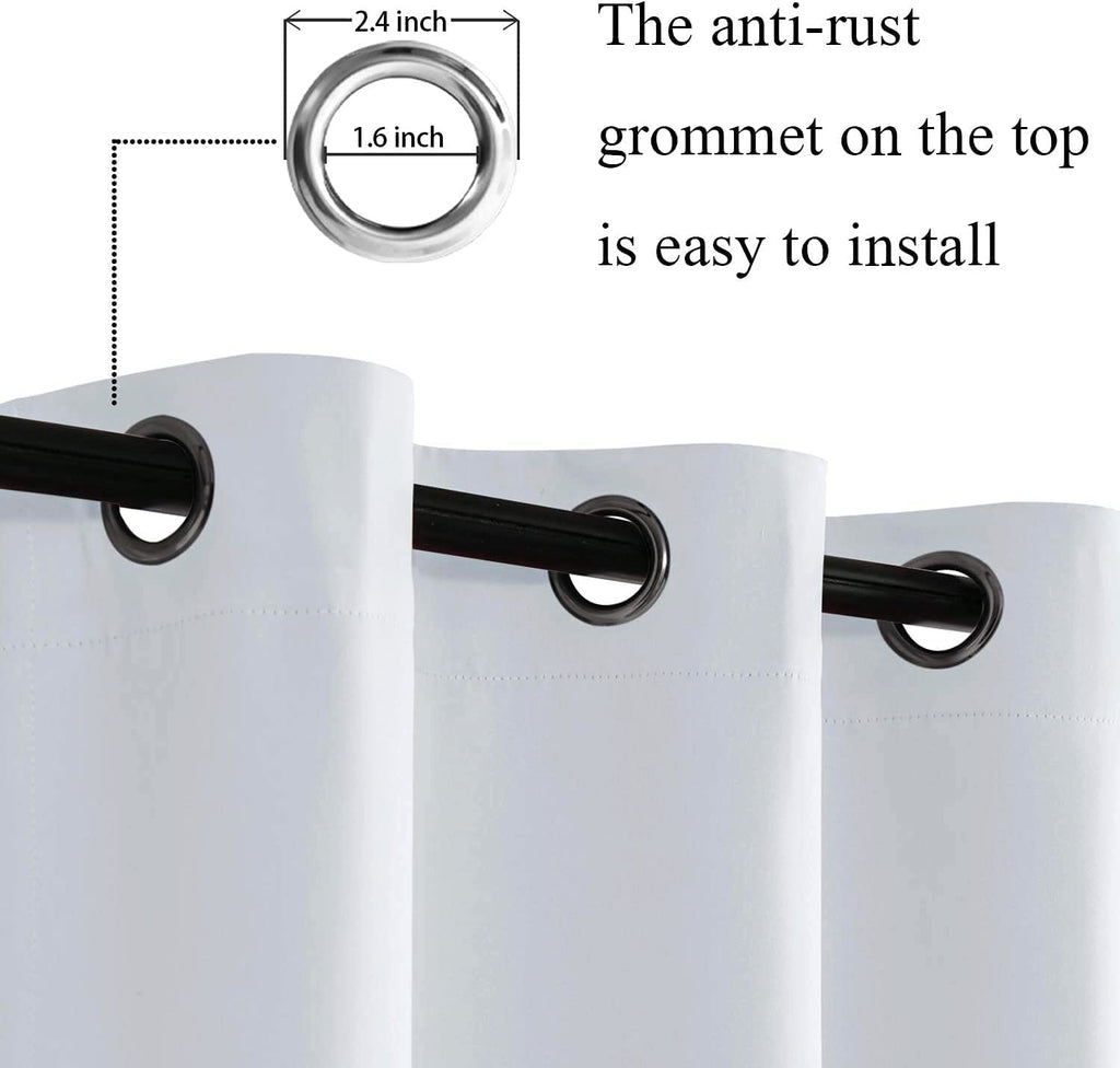 Jiuzhen Greyish White Blackout Curtains With Tiebacks Thermal Insulated, Light Blocking And Noise Reducing Grommet Curtains For And Living Room, Set Of 2 Window Curtain Panels, 60 X 63 Inch Length