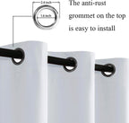 Jiuzhen Greyish White Blackout Curtains With Tiebacks Thermal Insulated, Light Blocking And Noise Reducing Grommet Curtains For And Living Room, Set Of 2 Window Curtain Panels, 60 X 72 Inch Length