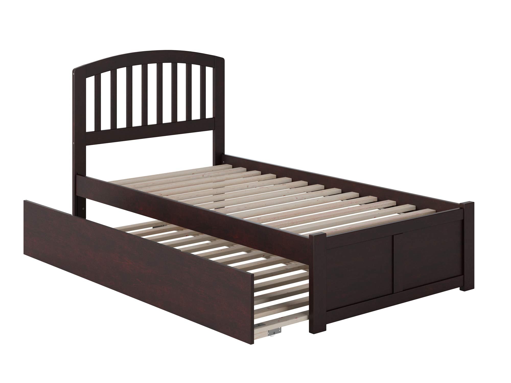 AFI Richmond Twin XL Size Platform Bed with Footboard & Twin XL Trundle in Espresso