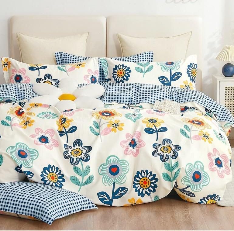 Decomizer Glace Cotton King Size Ac Comforter  Super Soft Blanket & Duvet With Elastic Fitted Bedsheet 72X78X10 Inch + 2 Pil