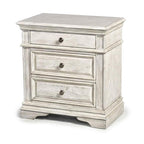 Steve Silver Furniture Highland Park Nightstand, Driftwood Finish, Nickle Hardware, 2 USB Charging Ports, 2 Full Size Drawers & 1 Half Size Drawer, Bedroom, 28" L x 17" D x 29.5" H, White