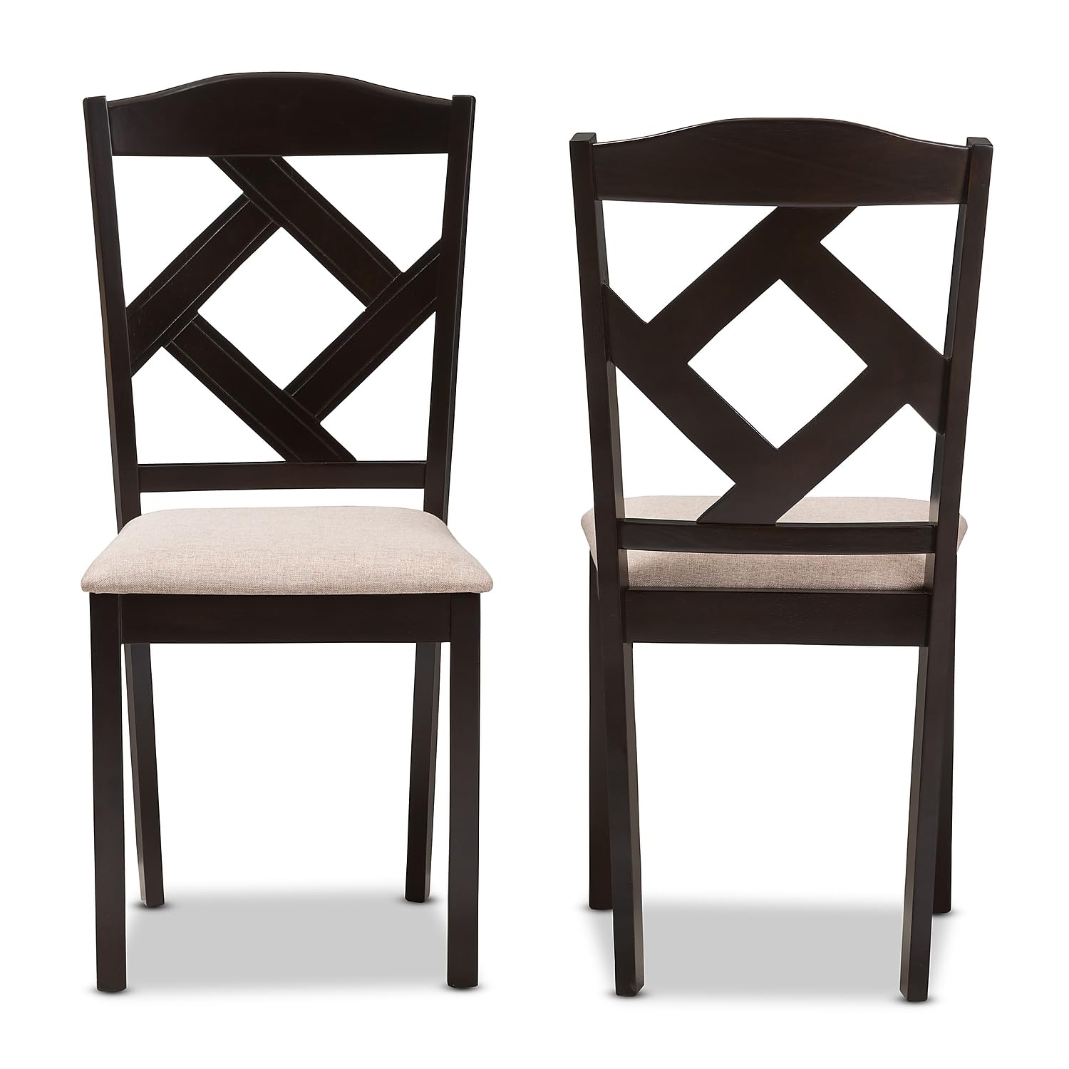 Baxton Studio Ruth Contemporary Fabric Dining Chair, Beige and Dark Brown, 2/Pack (142-2P-8027-HiT)