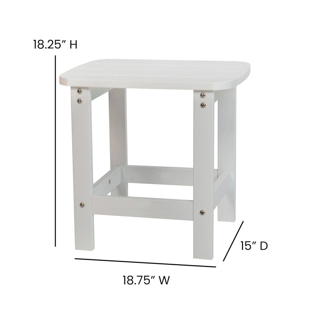 Flash Furniture Charlestown Tiered Commercial Poly Resin Adirondack Side Table - White - All-Weather - Indoor/Outdoor