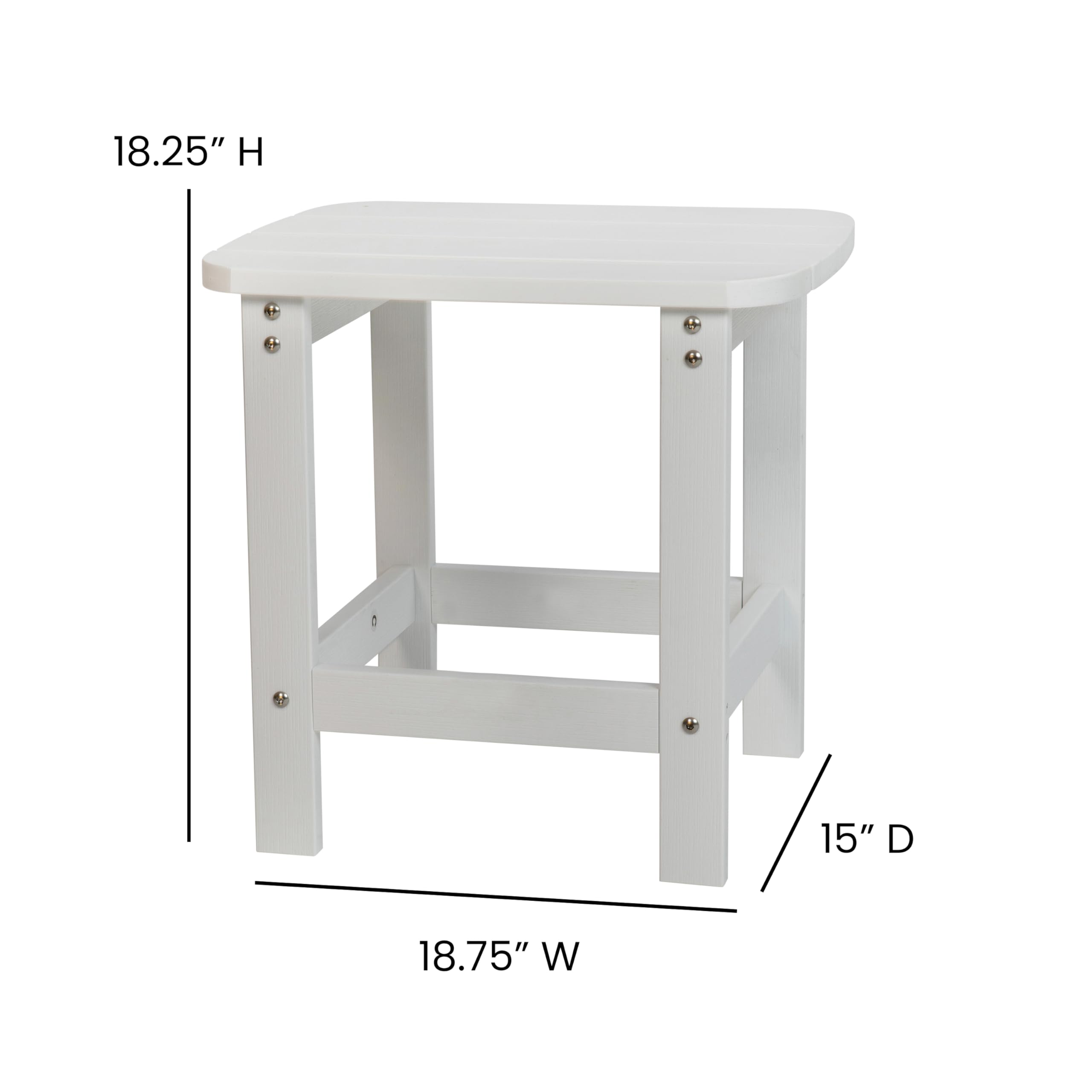 Flash Furniture Charlestown Tiered Commercial Poly Resin Adirondack Side Table - White - All-Weather - Indoor/Outdoor