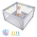 Costzon Baby Playpen, Extra Large Playard for Babies w/ 50 Ocean Balls, Infant Safety Gates with & Anti-Slip Suckers, Children 