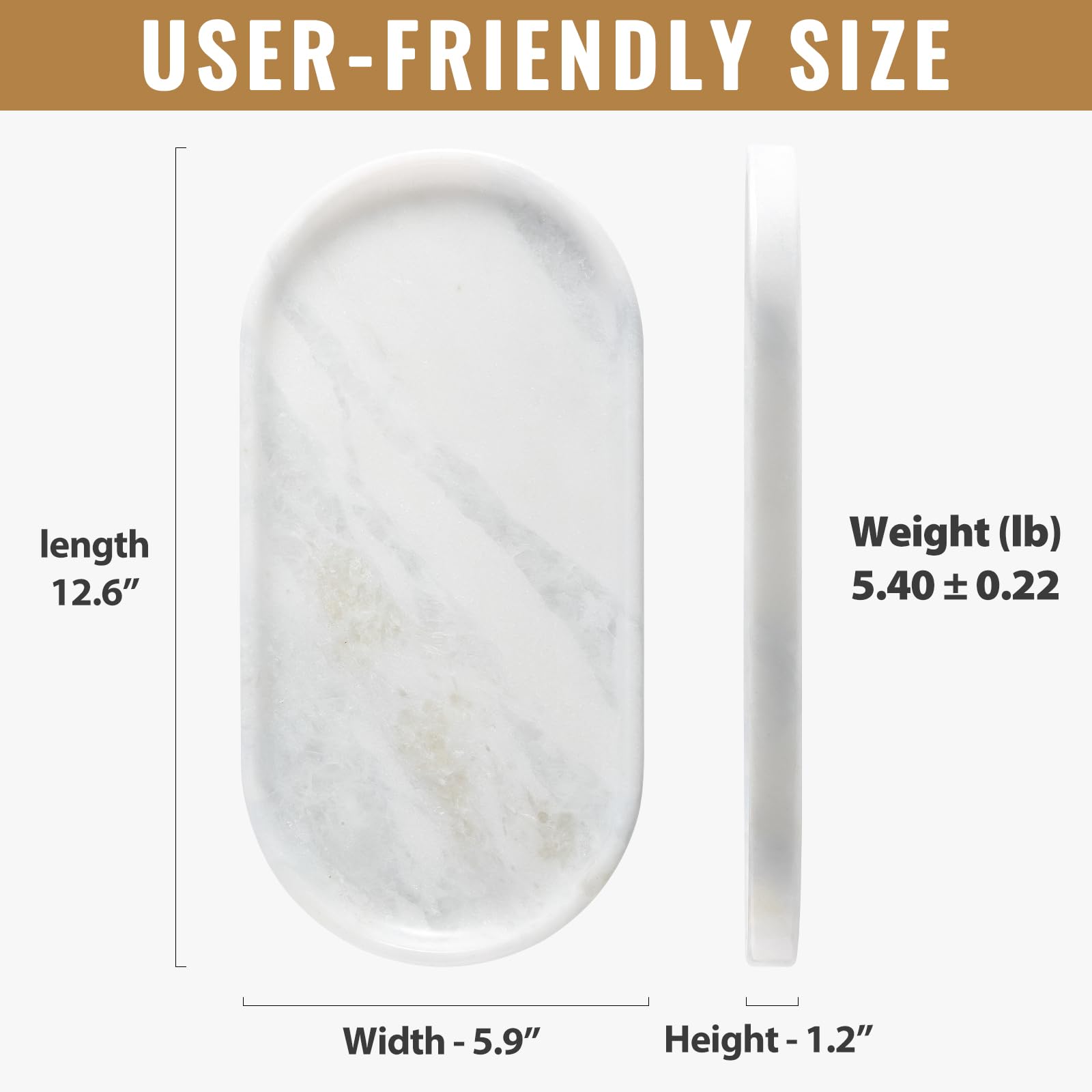 Koville African Natural Marble Tray, 12'' Vanity Decorative Tray Wabi Sabi Decor For Home, Countertop Organizer, Catchall Tray F