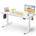 DeskShow Electric Standing Desk Adjustable - 60x28 Inch Sit Stand Desk with 1 Inch Thick Tabletop, Double Beam Frame, 3 Memory H
