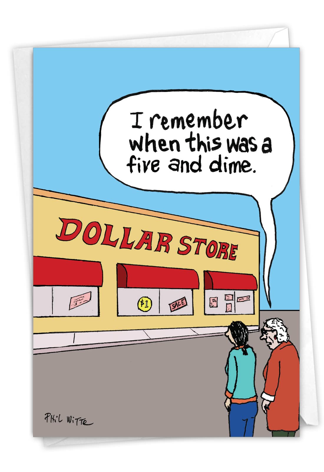 Nobleworks - 1 Funny Happy Birthday Greeting Card - Inflation Humor Saracstric B-Day Card For Men And Women - Dollar Store C2442