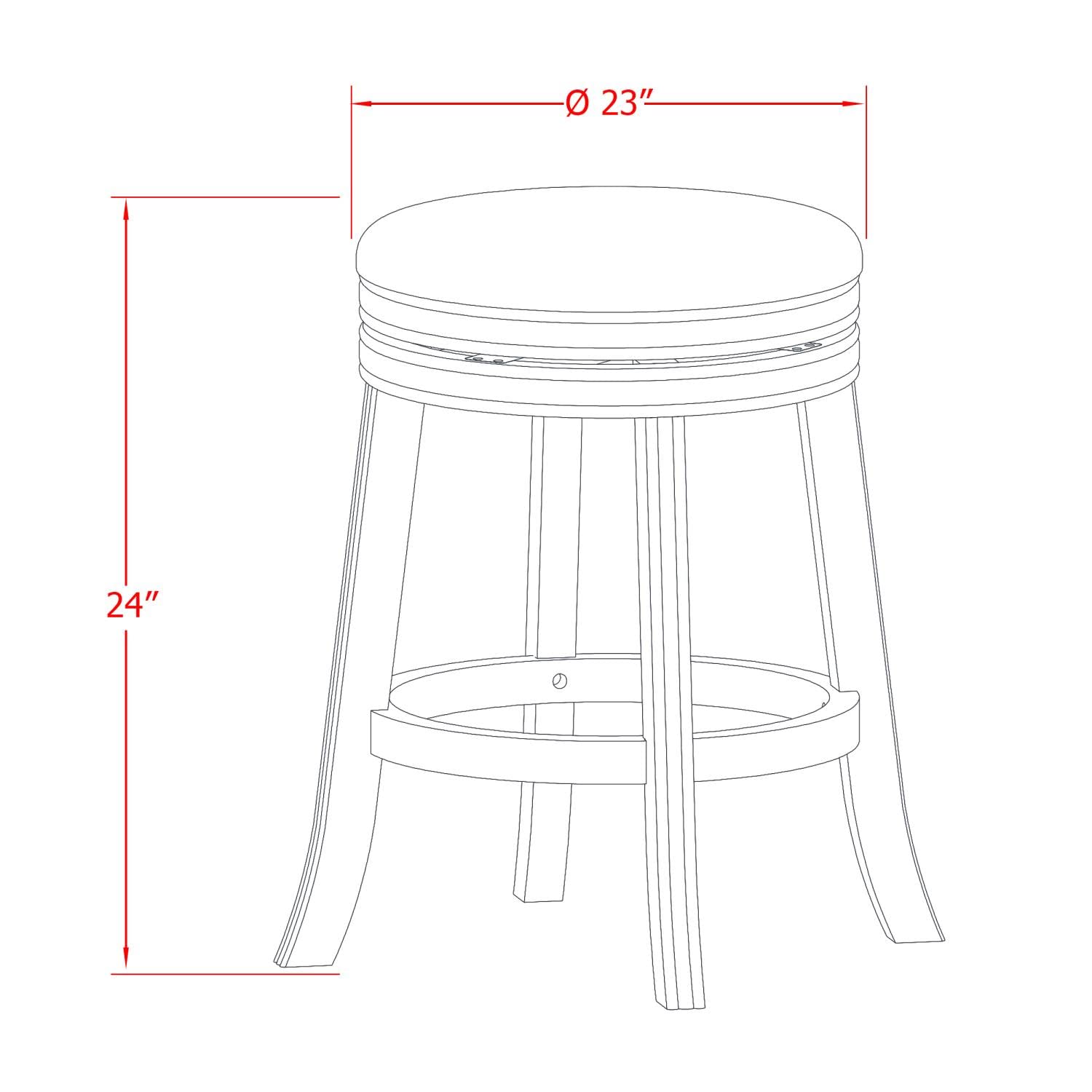 East West Furniture Dvs024-112 Devers Counter Stool Bar Chair - Round Shape Brown Roast Pu Leather Upholstered Pub Height Backless Chairs, 24 Inch Height, Black