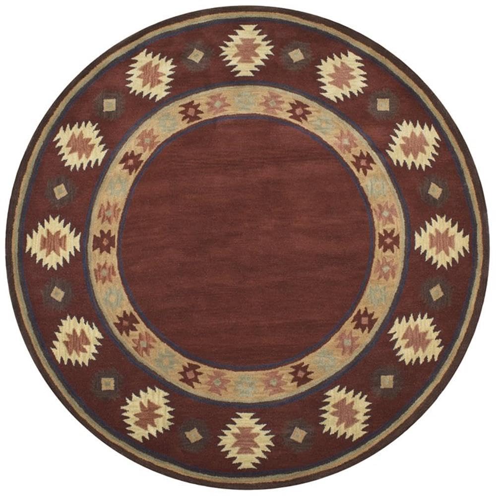 Rizzy Home Alora Decor Ryder 10' Round Tribal Burgundy/Tan/Rust/Navy/Sage Hand-Tufted Rug