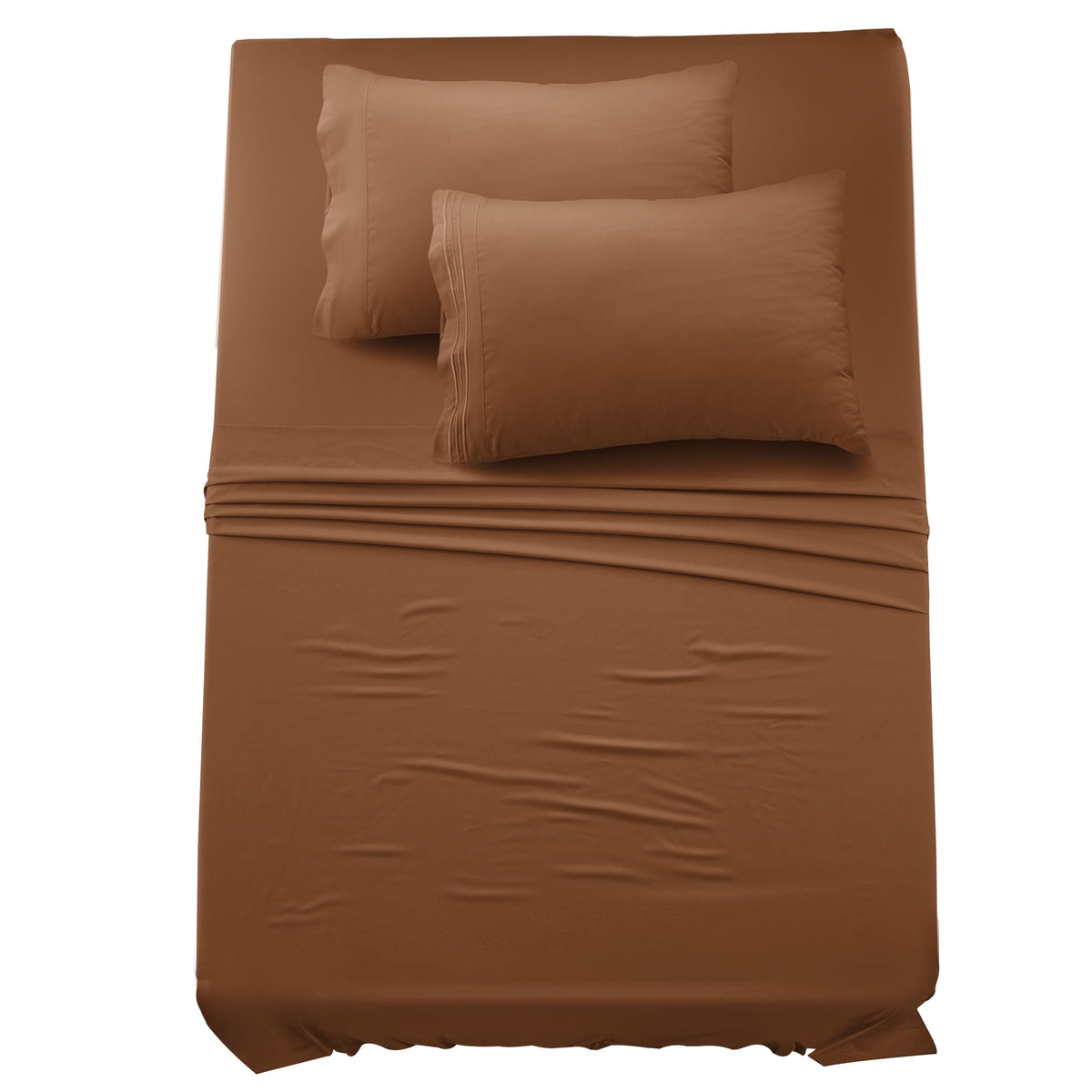 Ldc Twin Xl Sheet Set - 4 Pc Brushed Microfiber Bed Sheets 16 Inches Deep Pockets -Embroidered & Plain Pillowcases - Hotel Luxur
