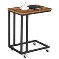 VASAGLE End Table, C Shaped TV Tray with Metal Frame Rolling Casters, Industrial Side Table for Living Room Bedroom, 19.7 x 13.8