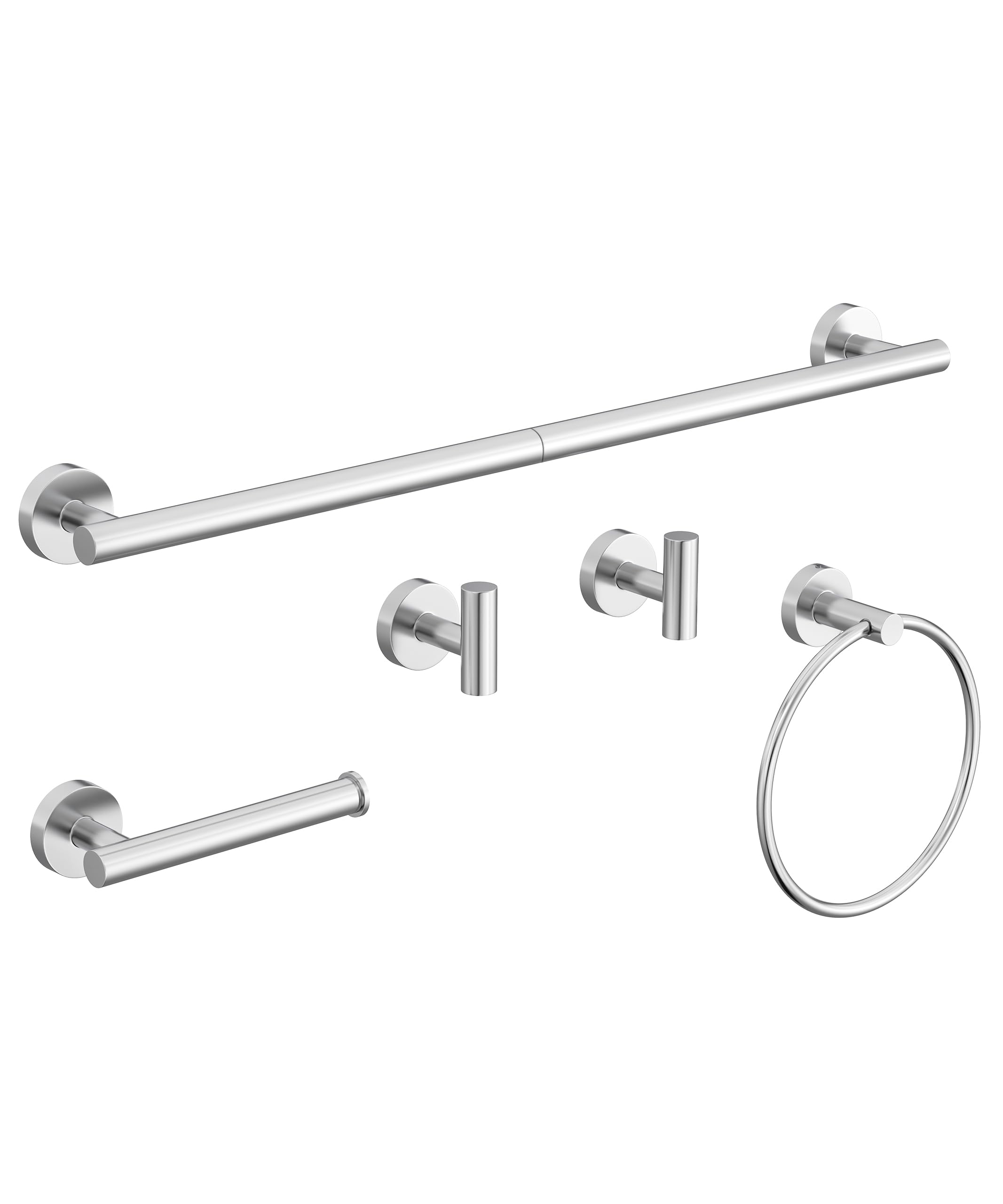 HOMEMYSTIQUE 5 Pcs Chrome Bathroom Hardware Accessories Set, SUS304 Stainless Steel Towel Rack and Toilet Paper Holder Set, 26 I