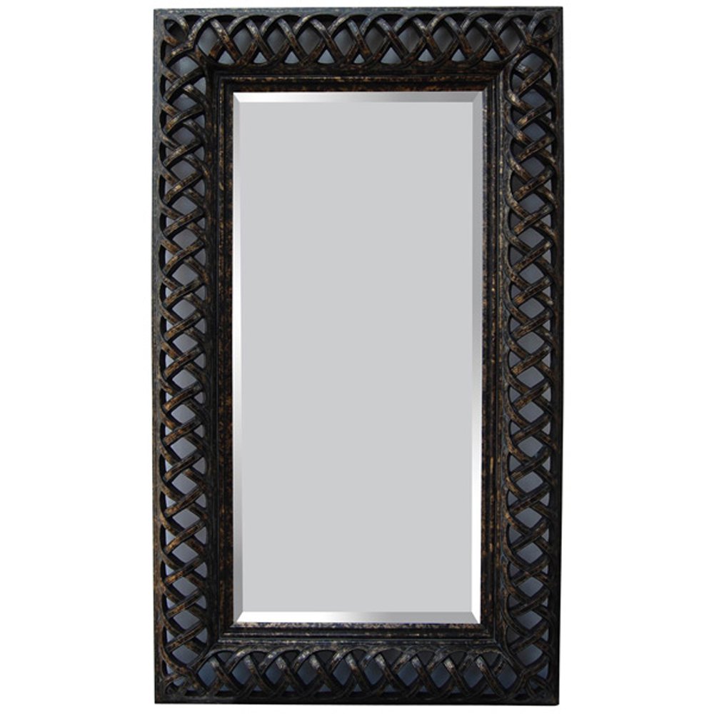Timeless Reflections By Afd Home 11050599 English Lattice Mirror, Black/Gold Finish