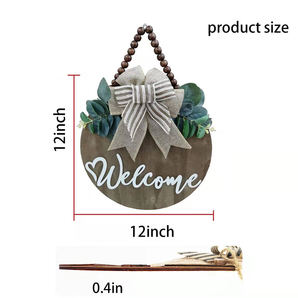 Condorpasea 3D Welcome Sign For Front Door |Home/Farmhouse Porch D  Cor Wooden Hanging Sign With Artificial Leaves And Rustic Be