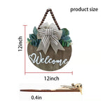 Condorpasea 3D Welcome Sign For Front Door |Home/Farmhouse Porch D  Cor Wooden Hanging Sign With Artificial Leaves And Rustic Be