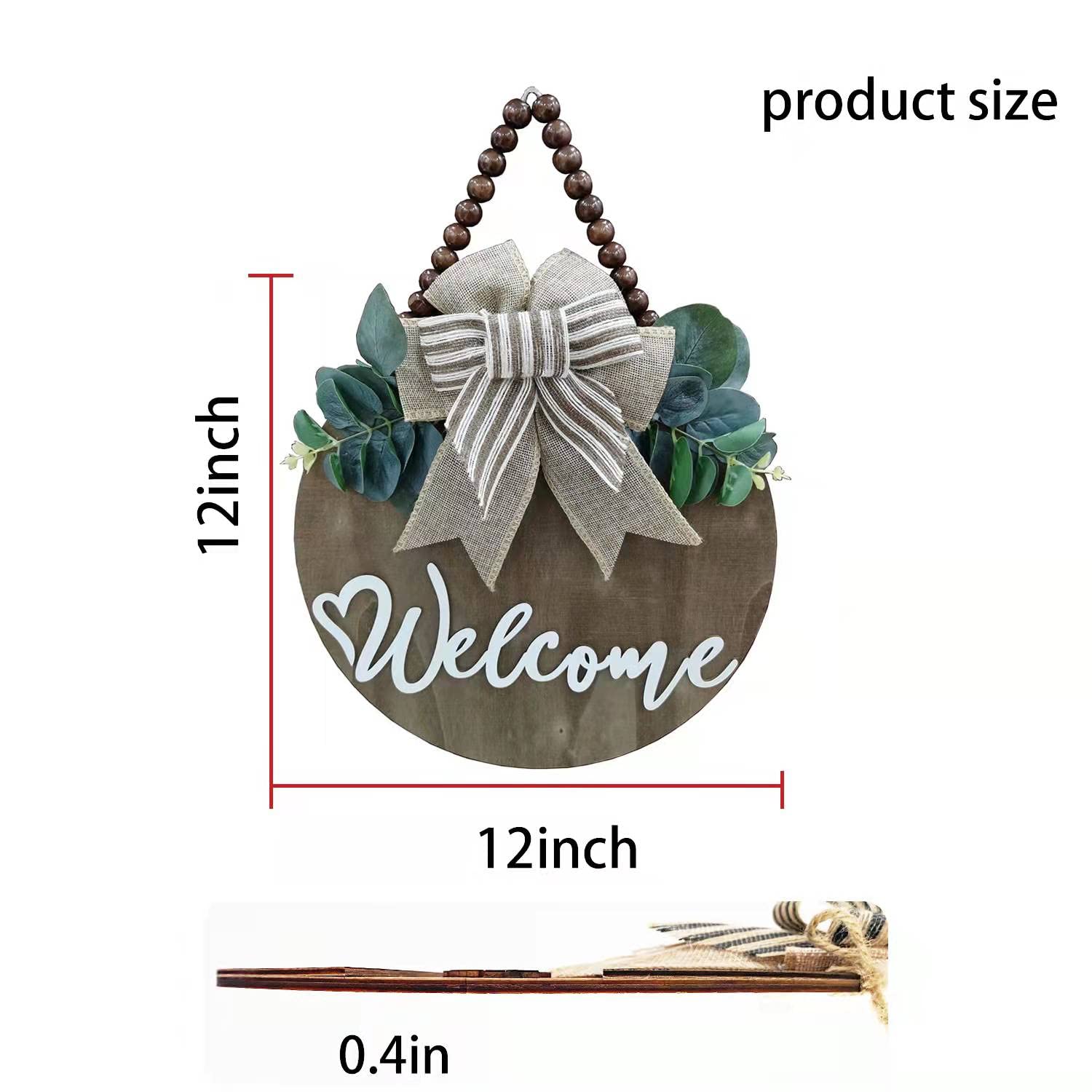 Condorpasea 3D Welcome Sign For Front Door |Home/Farmhouse Porch D  Cor Wooden Hanging Sign With Artificial Leaves And Rustic Be