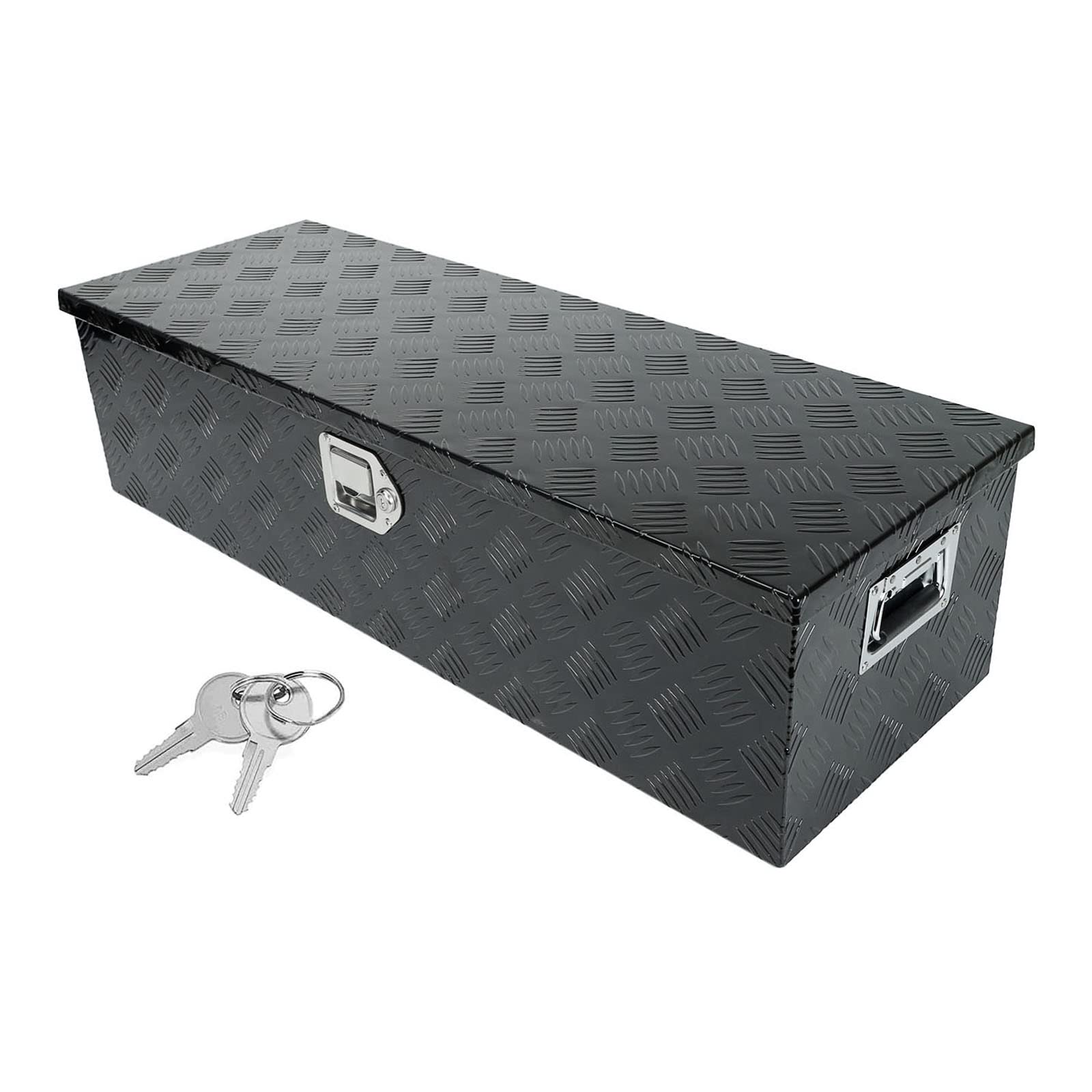 39' Eivojor Heavy Duty Aluminum Stripes Plated Tool Box Pick Up Truck Bed Rv Trailer Toolbox Storage Organizer With Side Handle