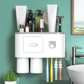 Lxoice Toothbrush Holder Wall Mounted for Bathroom, Automatic Toothpaste Dispenser Kit with Magnetic Cups, 4 Brush Holder, Space