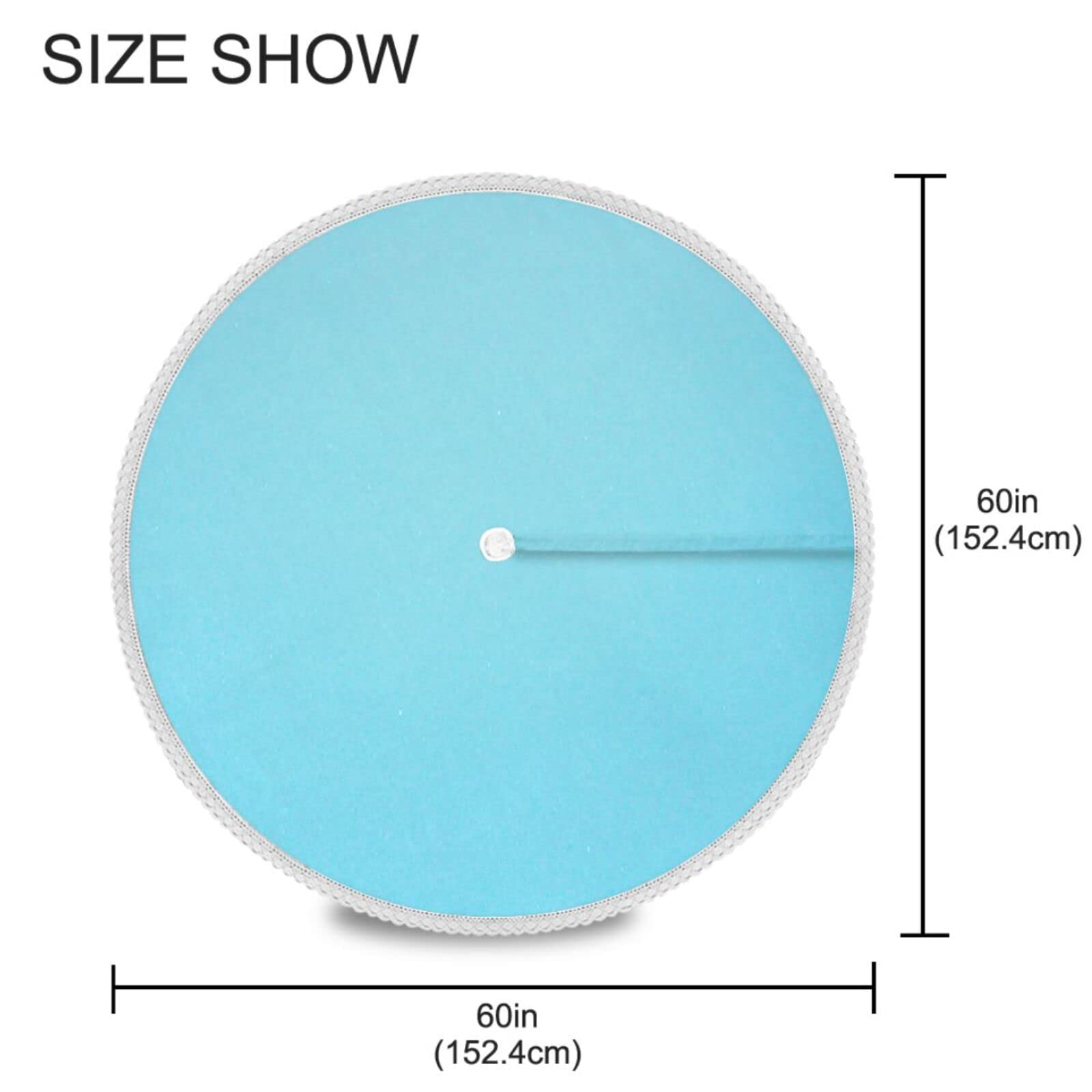 Qilmy Blue Solid Color Outdoor Tablecloth 60 Inch Waterproof Round Tablecloth With Umbrella Hole And Zipper For Backyard Party B