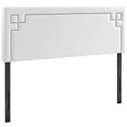 Modway Josie Faux Leather Upholstered Queen Headboard in White with Nailhead Accents