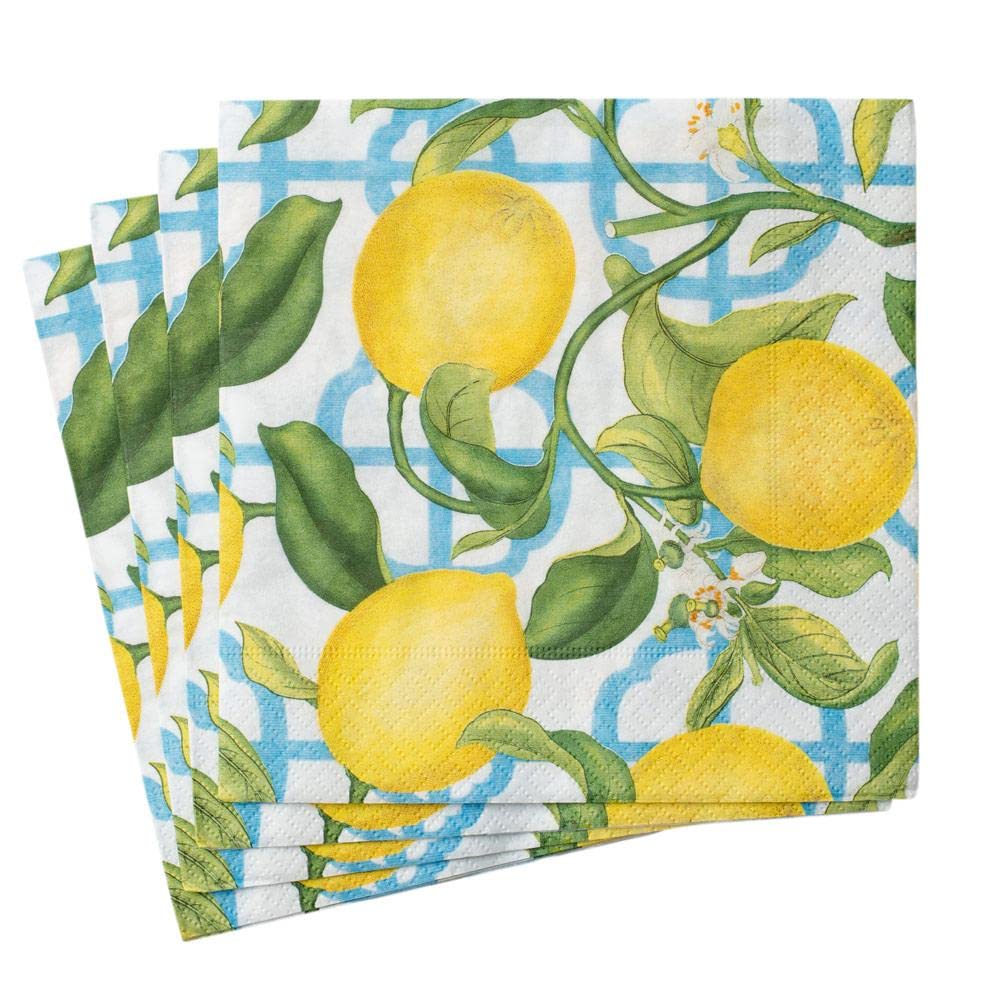 Caspari Seville Paper Luncheon Napkins in Ivory, 20 Per Package