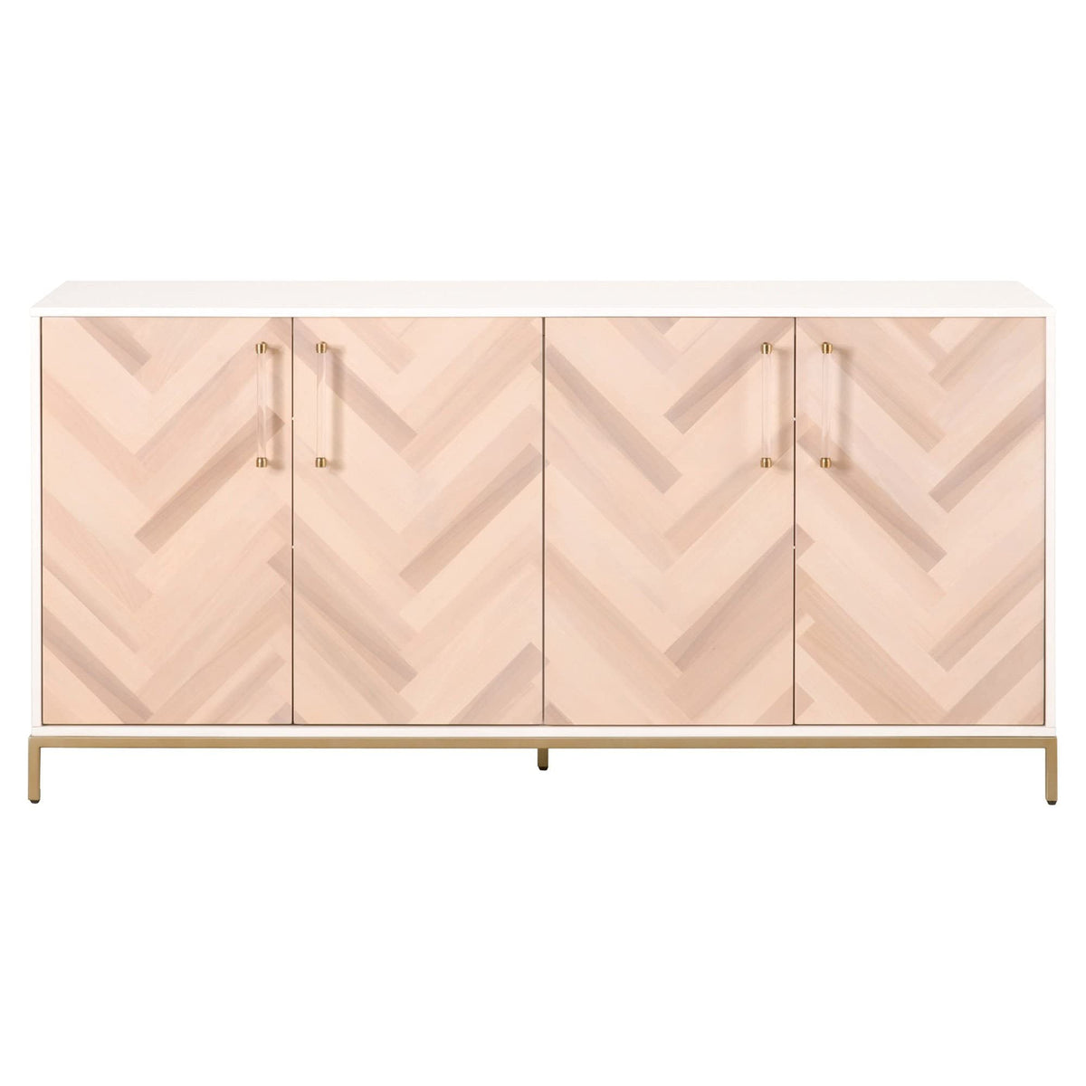 Orient Express Furniture Nouveau Media Sideboard Acacia White Brushed Brass