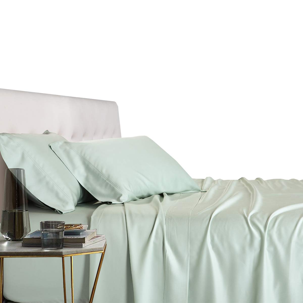 Royal Tradition Viscose From Bamboo Bed Sheets, Queen, Solid Sea, Super Soft And Cool 4Pc Sheet Set