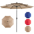 NEWBULIG 10FT 3 Tiers Solar LED Lights Patio Umbrella, Outdoor Umbrella Adjustable Angles and Height, UV Resistant, for Day, Nig