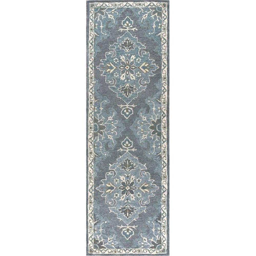 Rizzy Home Alora Decor Cascade 2'6" X 8' Medallion Dk Gray/Blue Gray/Natural/Ivory Area Rug
