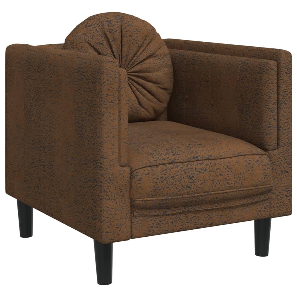 vidaXL Brown Velvet 1-Seater Sofa Chair with Cushion - Modern Armchair for Living Room/Lounge, Upholstered with Pillow, 28'x30.