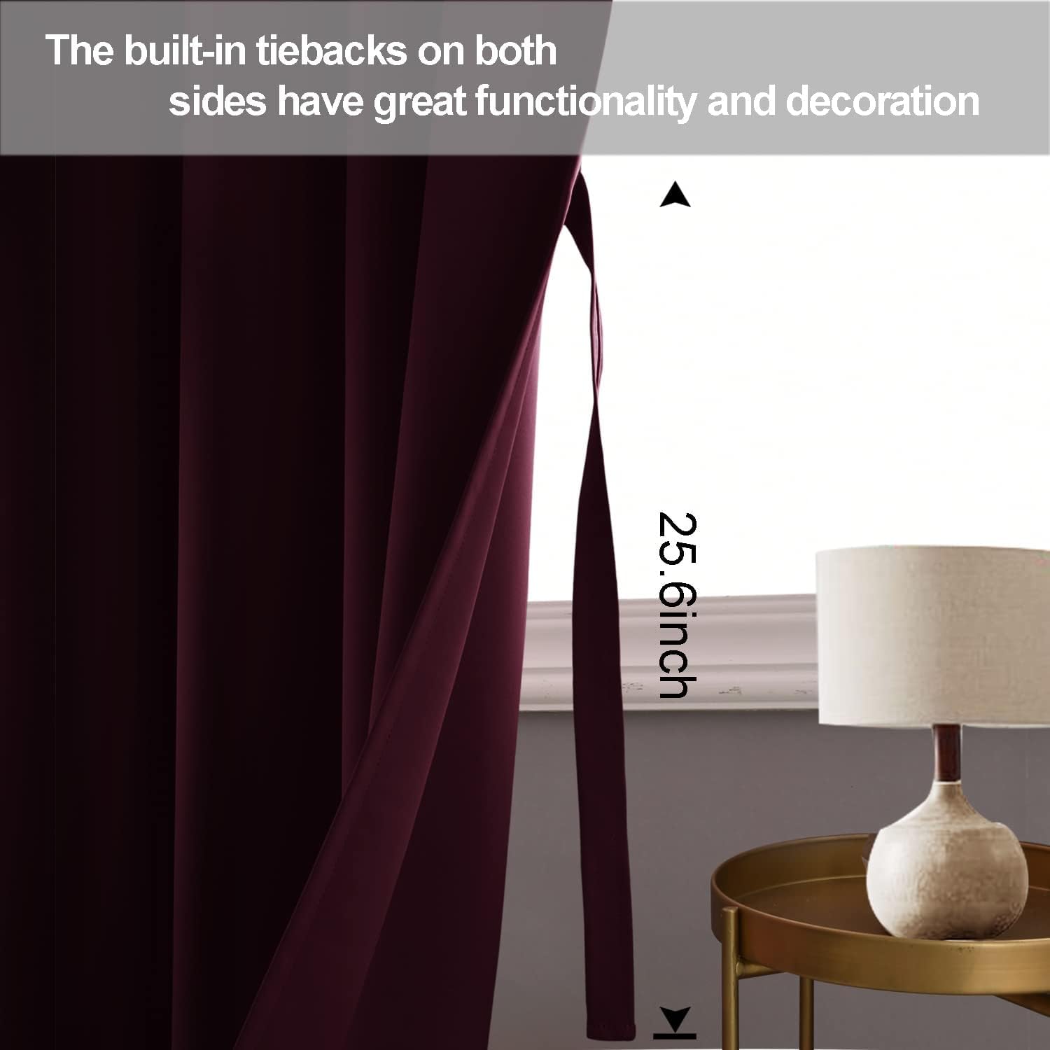 Jiuzhen Burgundy Blackout Curtains For Bedroom - Light Blocking And Noise Reducing Grommet Curtains For Living Room Darkening Curtains, Set Of 2 Window Curtain Panels, 38 X 72 Inch Length