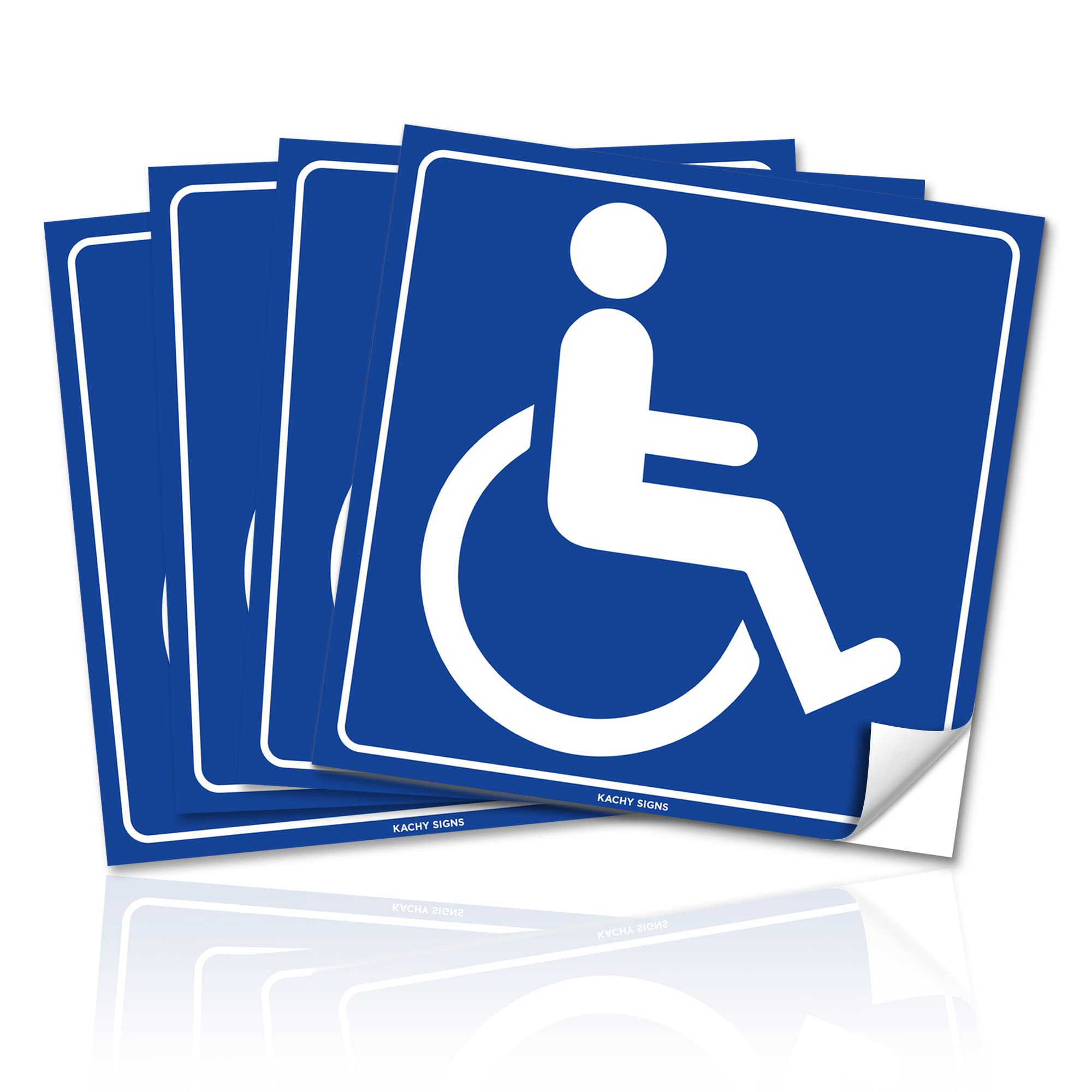 (Set Of 4) Handicap / Disabled Wheelchair Accessible Sign | 6' X 6' | 4 Mil Vinyl | Laminated For Extra Durability - Self Adhe