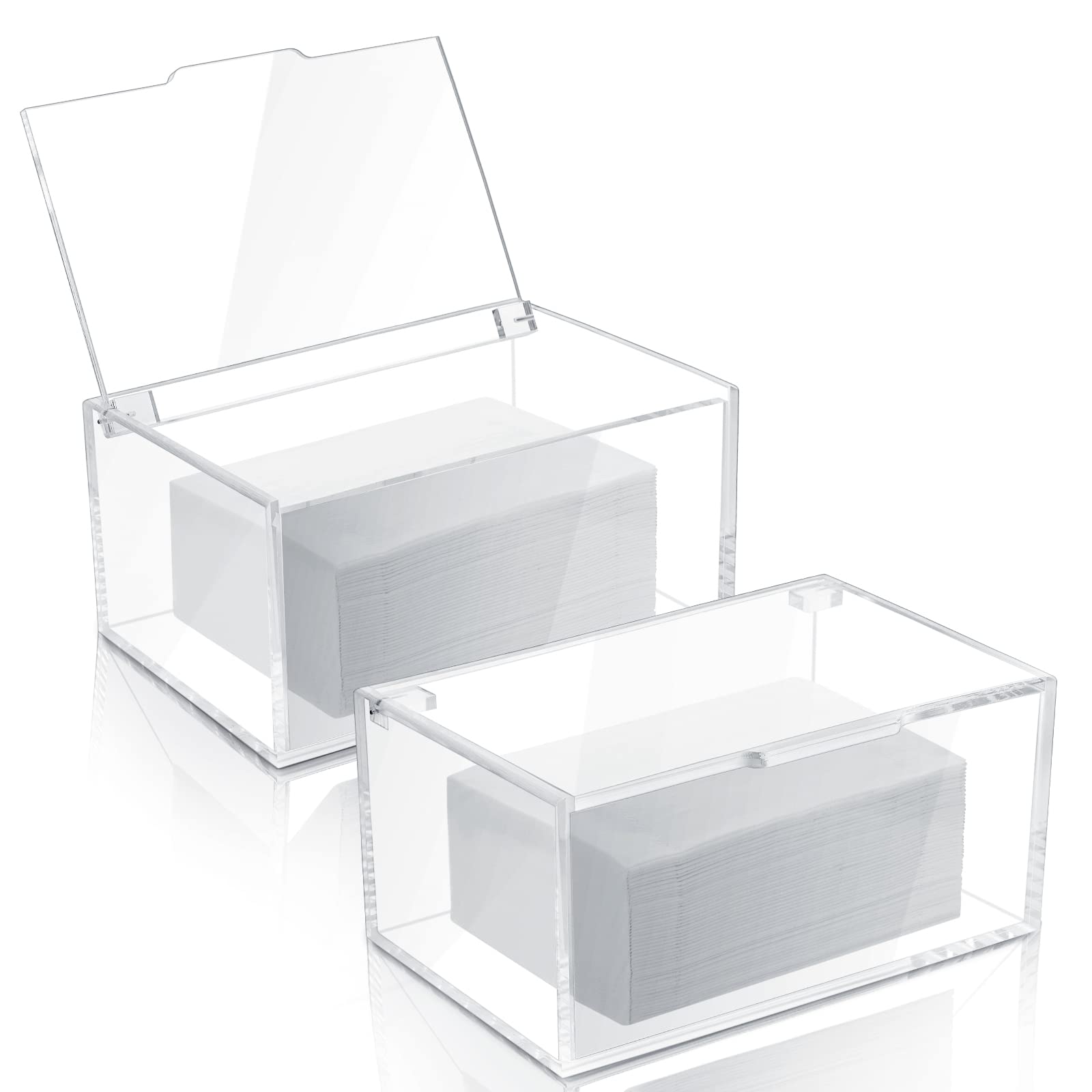 Maitys 2 Pcs Acrylic Laundry Dryer Sheet Holder Clear Dryer Sheets Dispenser Container with Lid for Laundry Room Organization - 