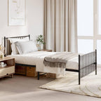 vidaXL 12-Inch Black Metal Twin Bed Frame with Headboard & Footboard, Heavy-Duty Construction with Under-Bed Storage for Modern Bedroom, No Box Spring Needed & Easy Assembly, No Mattress