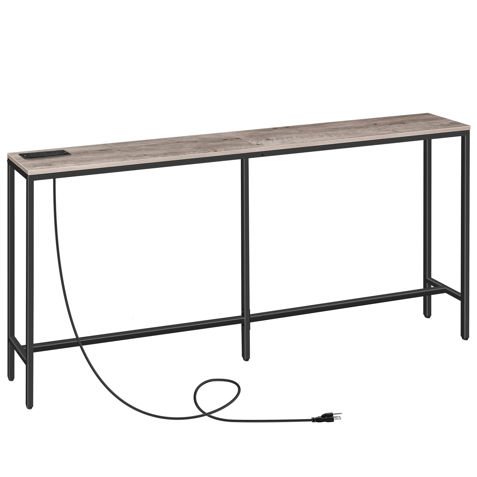 Mahancris Console Table With Power Outlet, 70.9' Narrow Behind Couch Sofa Table, Industrial Entryway Table With Usb Ports, For Hallway, Foyer, Living Room, Bedroom Cthg18E01Z1