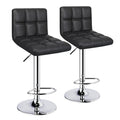 ERGOSEAT 6-Squares Back with Double Needle Adjustable Bar Stools, Set of 2, Black