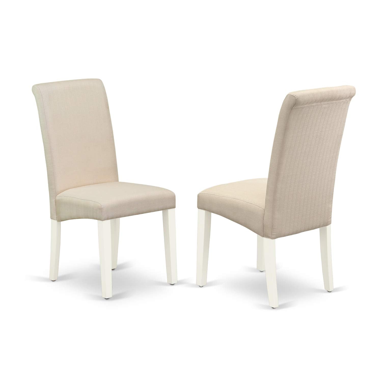 East West Furniture V-Style 7 Piece Modern Set Consist Of A Rectangle Dining Room Table With V-Legs And 6 Cream Linen Fabric Parsons Chairs, 40X72 Inch, V027Ba201-7