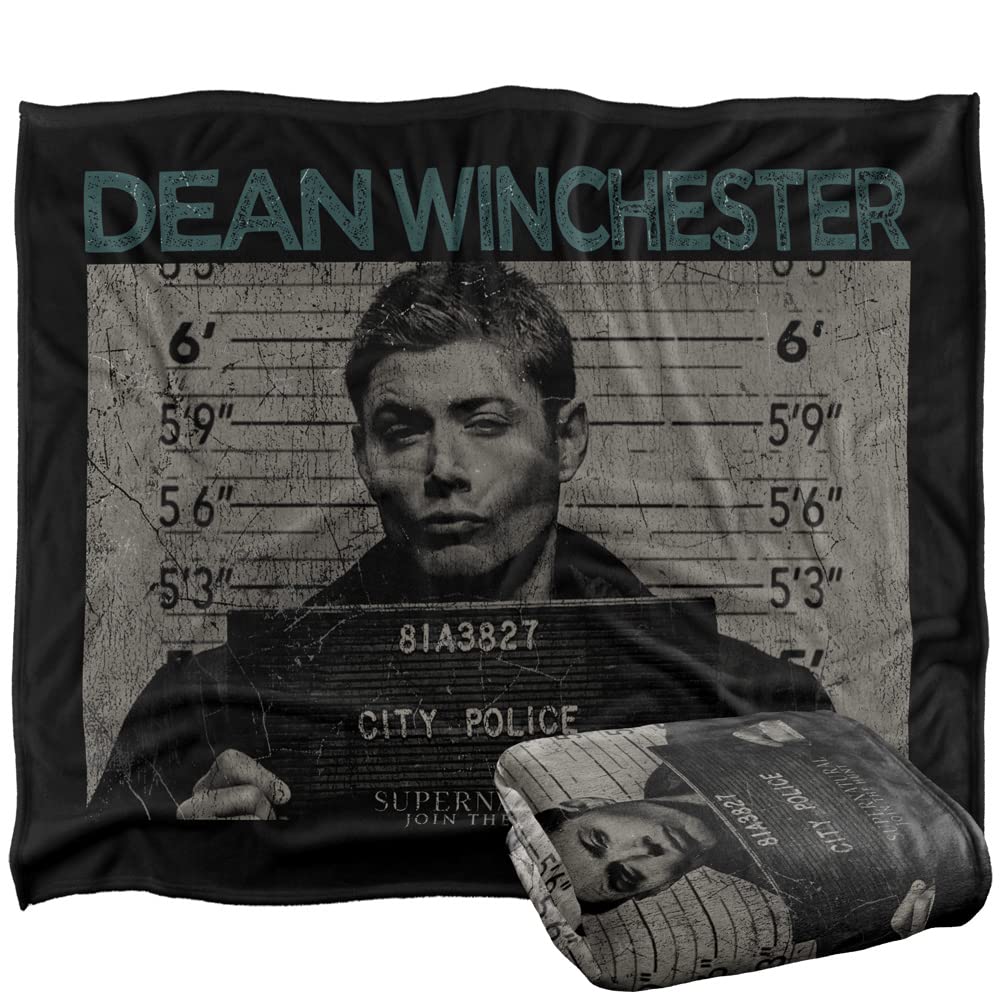 Supernatural Dean Mug Shot Officially Licensed Silky Touch Super Soft Throw Blanket 50' X 60'
