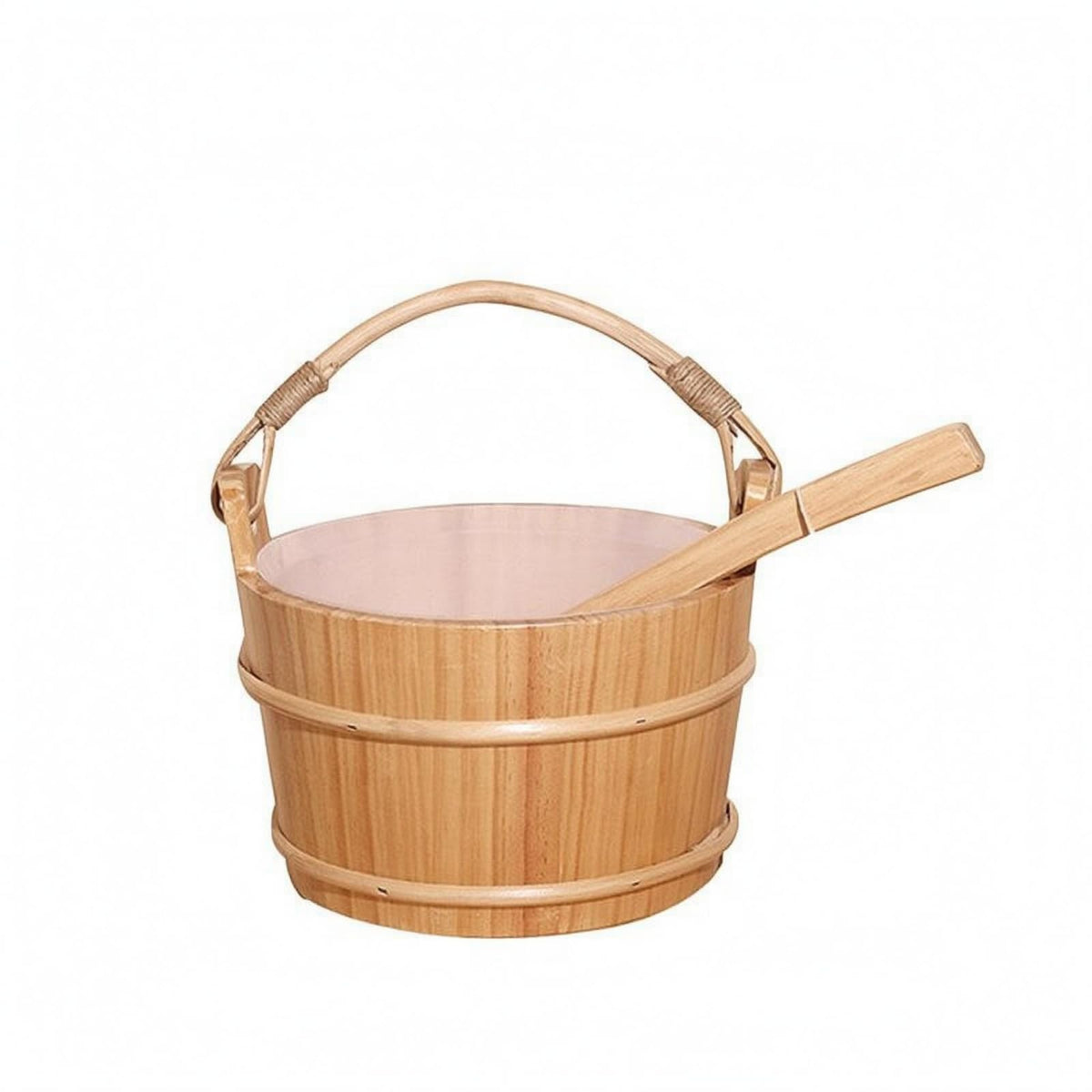 VISTORA LeakResistant Wood Sauna Container and Ladle 6 L Wooden Sauna Container Set Round Tub Shape Spa Supply LongLasting for